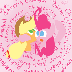 Size: 1500x1500 | Tagged: safe, artist:nadaazahraa, applejack, pinkie pie, g4, chimicherrychanga, duo