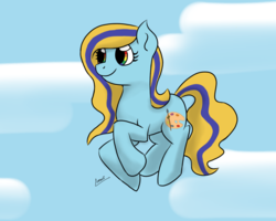 Size: 1280x1024 | Tagged: safe, artist:elzielai, oc, oc only, earth pony, pony, rainbow eyes, sky background, solo