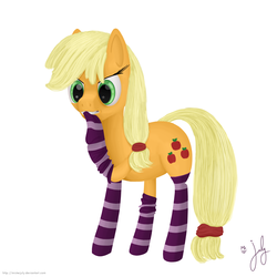 Size: 3500x3500 | Tagged: safe, artist:misterjuly, applejack, g4, clothes, female, high res, socks, solo, striped socks