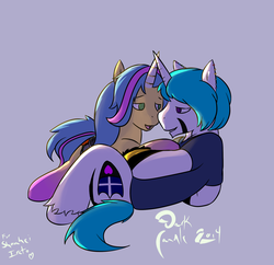 Size: 2123x2057 | Tagged: safe, artist:dark candle, oc, oc only, anatomically incorrect, couple, cuddling, cutie mark, duo, female, high res, incorrect leg anatomy, lying down, male, on side, ring, simple background, snuggling, straight