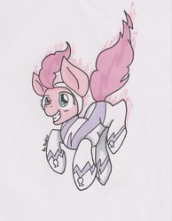 Size: 1024x1321 | Tagged: safe, artist:pprinceran, fili-second, pinkie pie, g4, my little pony: friendship is magic, power ponies (episode), clothes, costume, female, power ponies, solo, traditional art