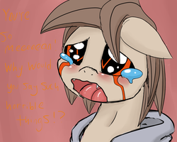 Size: 1280x1024 | Tagged: safe, artist:digitaldomain123, oc, oc only, oc:digital, demon pony, crying, digital art, sad, tongue out