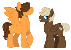 Size: 1100x785 | Tagged: safe, artist:dbkit, dumbbell, hoops, pegasus, pony, g4, cross legged, duo, height difference, male, simple background, size difference, stallion, tall, transparent background