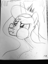 Size: 1280x1686 | Tagged: safe, artist:uminanimu, princess luna, lunadoodle, g4, female, puffy cheeks, solo, traditional art