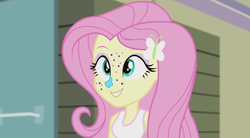 Size: 842x464 | Tagged: safe, screencap, fluttershy, equestria girls, rainbow rocks, female, paint, yes it is only paint
