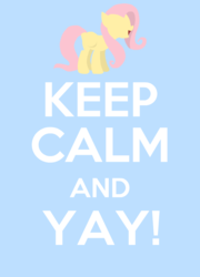 Size: 690x960 | Tagged: safe, artist:gmrqor, fluttershy, pegasus, pony, g4, cheering, cute, female, flutteryay, keep calm, keep calm and carry on, mare, text, yay