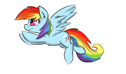 Size: 1200x700 | Tagged: safe, artist:macheteponies, part of a set, rainbow dash, g4, atryl-ish, female, flying, simple background, solo