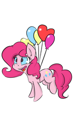 Size: 700x1200 | Tagged: dead source, safe, artist:macheteponies, part of a set, pinkie pie, earth pony, pony, g4, atryl-ish, balloon, female, floating, simple background, solo, then watch her balloons lift her up to the sky