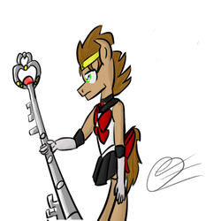 Size: 500x500 | Tagged: safe, artist:gallifreyanequine, doctor whooves, time turner, earth pony, anthro, g4, crossdressing, sailor moon (series), sailor pluto, sailor senshi, staff