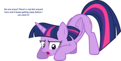 Size: 2561x1298 | Tagged: safe, artist:zacatron94, twilight sparkle, alicorn, pony, g4, behaving like a cat, female, laser pointer, mare, simple background, solo, transparent background, twilight cat, twilight sparkle (alicorn)