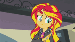 Size: 642x360 | Tagged: safe, screencap, sunset shimmer, equestria girls, g4, my little pony equestria girls: rainbow rocks, animated, cute, eye shimmer, female, shimmerbetes, solo