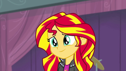 Size: 1280x720 | Tagged: safe, screencap, sunset shimmer, equestria girls, g4, my little pony equestria girls: rainbow rocks, cute, hnnng, shimmerbetes, smiling, wallpaper, when she smiles