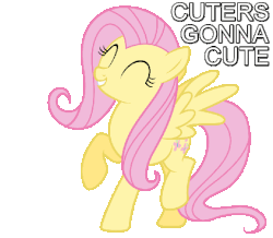 Size: 515x450 | Tagged: safe, artist:vulthuryol00, fluttershy, filli vanilli, g4, animated, caption, cute, dancing, eyes closed, female, grin, happy, haters gonna hate, shyabetes, simple background, smiling, solo, spread wings, transparent background