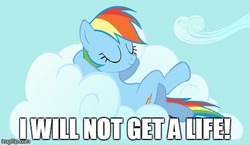 Size: 490x285 | Tagged: safe, edit, edited screencap, screencap, rainbow dash, friendship is magic, g4, dialogue, female, image macro, meme, solo