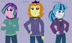 Size: 1024x617 | Tagged: safe, artist:powerpuffground, adagio dazzle, aria blaze, sonata dusk, equestria girls, g4, my little pony equestria girls: rainbow rocks, allegro amoroso, equestria guys, gem, male, ouvertis grandioso, rule 63, scherzo lesto, simple background, siren gem, the blindings