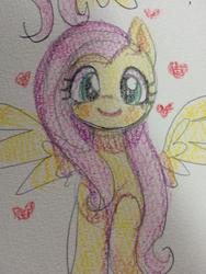 Size: 768x1024 | Tagged: safe, artist:nitronic, fluttershy, g4, cute, female, smiling, solo, traditional art