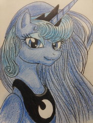 Size: 1024x1365 | Tagged: safe, artist:theroyalprincesses, princess luna, g4, female, smiling, solo, traditional art