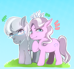 Size: 1350x1271 | Tagged: safe, artist:fyukue, diamond tiara, silver spoon, g4