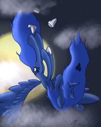 Size: 1200x1500 | Tagged: safe, artist:d-sixzey, artist:tractaresolidum, princess luna, g4, cloud, cloudy, eyes closed, falling, female, night, solo, spread wings, stars