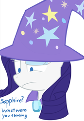 Size: 501x722 | Tagged: safe, artist:bambooharvester, rarity, g4, ask, female, hat, rarity replies, solo, trixie's hat, tumblr