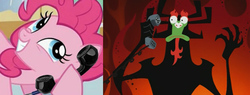 Size: 769x292 | Tagged: safe, pinkie pie, g4, aku, exploitable meme, meme, phone, phone meme, samurai jack