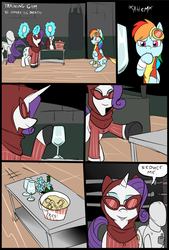 Size: 781x1156 | Tagged: safe, artist:metal-kitty, rainbow dash, rarity, comic:expiration date, g4, comic, crossover, dialogue, expiration date, flower, french fries, gym, hay fries, magic, mannequin, rainbow scout, rarispy, seduce me, team fortress 2