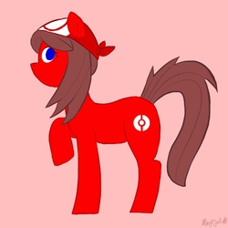 Size: 600x600 | Tagged: safe, artist:maysjedi, bandana, color, may, pokémon, ponified, red, solo