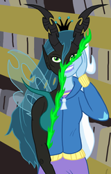 Size: 1236x1936 | Tagged: safe, artist:oneovertwo, queen chrysalis, trixie, equestria girls, g4