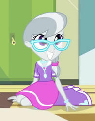 Size: 470x601 | Tagged: safe, screencap, silver spoon, equestria girls, g4, my little pony equestria girls: rainbow rocks, boots, clothes, cropped, cute, female, glasses, shoes, silverbetes, skirt, smiling, solo