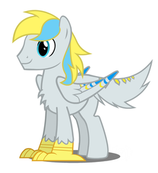 Size: 779x852 | Tagged: dead source, safe, artist:flash equestria photography, oc, oc only, oc:cirrus sky, hippogriff, hybrid, original species, g4, double rainboom puppet, male, simple background, solo, vector, what has science done, white background, white coat