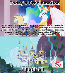 Size: 1021x1149 | Tagged: safe, gilda, princess celestia, g4, celestia's proclamation, exploitable meme, meme