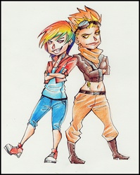 Size: 1976x2478 | Tagged: safe, artist:killa7, rainbow dash, spitfire, human, g4, clothes, converse, humanized, shoes