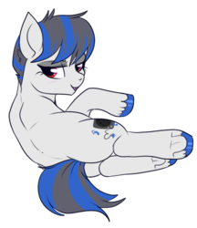 Size: 431x500 | Tagged: safe, artist:lulubell, oc, oc only, oc:static bass, butt, magical lesbian spawn, next generation, offspring, parent:octavia melody, parent:vinyl scratch, parents:scratchtavia, plot, simple background, solo, transparent background, underhoof