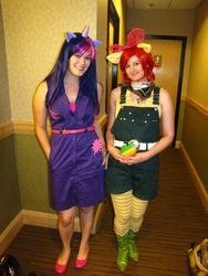 Size: 2736x3648 | Tagged: safe, apple bloom, twilight sparkle, human, g4, cosplay, high res, irl, irl human, photo