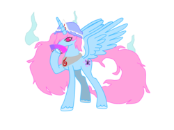 Size: 2592x1944 | Tagged: safe, artist:xxmedi-viper-rosexx, alicorn, pony, hoof hold, looking at you, ponified, saigyouji yuyuko, simple background, solo, spread wings, touhou, transparent background