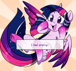 Size: 1280x1196 | Tagged: safe, artist:lustrous-dreams, twilight sparkle, alicorn, pony, g4, abstract background, colored pupils, colored wings, female, gradient wings, mare, multicolored wings, parody, pokémon, rainbow power, solo, sparkles, twilight sparkle (alicorn)