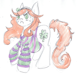Size: 810x801 | Tagged: safe, artist:face-caver, oc, oc only, oc:vivian james, earth pony, pony, clover, female, four leaf clover, mare, ponified, simple background, solo, white background