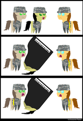 Size: 350x505 | Tagged: safe, artist:ethanchang, pony, 1st awesome platoon, comic, death, female, mare, military, military uniform, pointy ponies, reflective belt