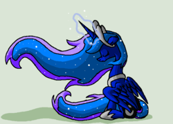 Size: 740x532 | Tagged: safe, artist:spyrophantom, princess luna, alicorn, pony, g4, eyes closed, female, floppy ears, pixel art, simple background, sitting, solo