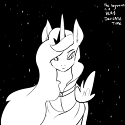 Size: 800x800 | Tagged: safe, artist:cymek, princess luna, g4, dune, female, monochrome, princess irulan, princess of the known universe, solo