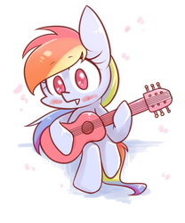 Size: 1000x1200 | Tagged: safe, artist:joycall6, rainbow dash, g4, anatomically incorrect, blushing, crossed legs, female, guitar, incorrect leg anatomy, solo