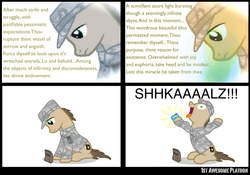Size: 960x671 | Tagged: safe, artist:ethanchang, earth pony, pony, 1st awesome platoon, male, meal ready-to-eat, military, military uniform, mre, skittles, stallion, tongue out, us army