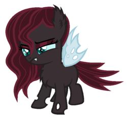 Size: 586x556 | Tagged: safe, artist:originai, oc, oc only, changeling, hybrid, cheeselegs, chest fluff, cute, female, filly, interspecies offspring, magical lesbian spawn, offspring, parent:oc:fluffle puff, parent:queen chrysalis, parents:canon x oc, parents:chrysipuff, red changeling, solo