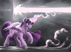 Size: 2000x1471 | Tagged: safe, artist:doomsp0rk, twilight sparkle, alicorn, pony, fanfic:the immortal game, g4, alicorn magic, beam, fanfic art, female, magic, mare, solo, the immortal game, twilight sparkle (alicorn)