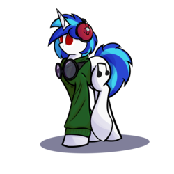 Size: 1280x1280 | Tagged: safe, artist:abaddon41, dj pon-3, vinyl scratch, g4, clothes, female, headphones, hoodie, solo