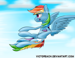 Size: 4280x3284 | Tagged: safe, artist:victoreach, rainbow dash, g4, female, flying, smiling, solo