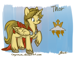 Size: 800x618 | Tagged: safe, artist:caycowa, crossover, ponified, thor