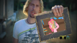 Size: 540x304 | Tagged: safe, edit, pinkie pie, human, g4, chad kroeger, irl, irl human, look at this photograph, meme, nickelback, photo