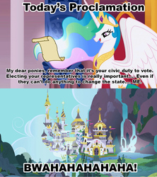 Size: 1021x1149 | Tagged: safe, princess celestia, g4, celestia's proclamation, exploitable meme, laughing, meme, reading, scroll, smiling, trollestia