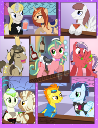 Size: 643x836 | Tagged: safe, artist:brianblackberry, doctor whooves, soarin', spitfire, time turner, oc, g4, bottomless, clothes, female, flower in hair, gala, male, partial nudity, saddle, ship:soarinfire, shipping, straight